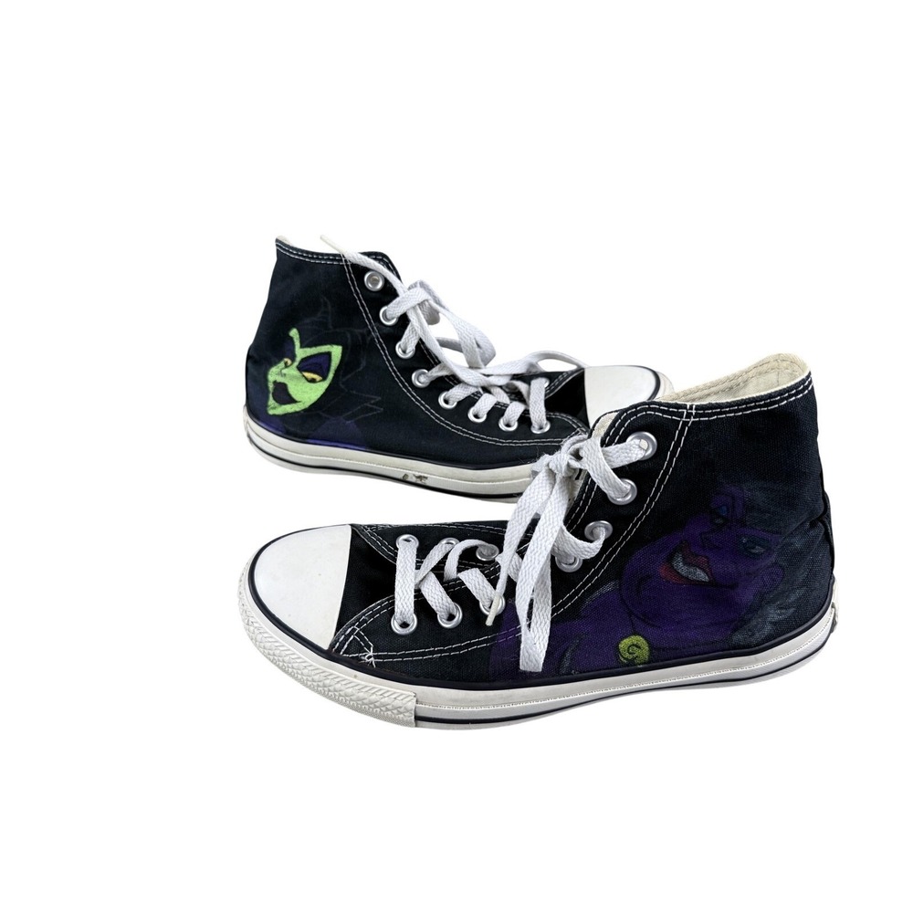 Converse Shoes Mens Size 6.5 Black Lace Up Canvas High Top Hand Painted M9160